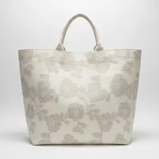 Cotton fabric with linen JACQUARD Peony flowers