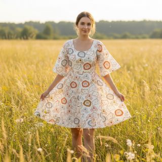 Cotton fabric Safari animals ecru