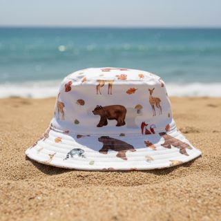 Cotton fabric Animals in the wood white digital print