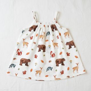 Cotton fabric Animals in the wood white digital print