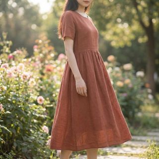 Cotton fabric with linen chestnut