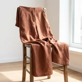 Cotton fabric with linen chestnut