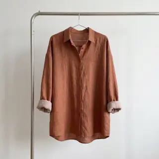 Cotton fabric with linen chestnut