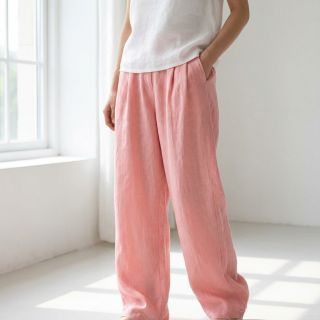 Cotton fabric with linen salmon