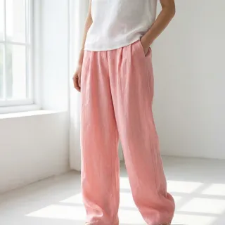 Cotton fabric with linen salmon