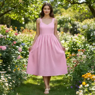 Cotton fabric with linen pink