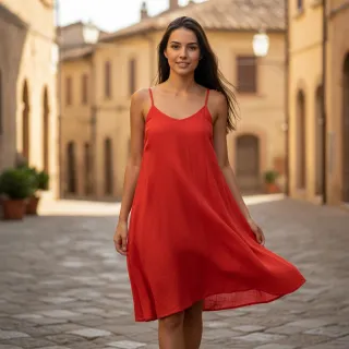 Cotton fabric with linen red