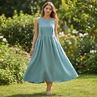 Cotton fabric with linen old blue