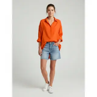 Cotton fabric with linen orange