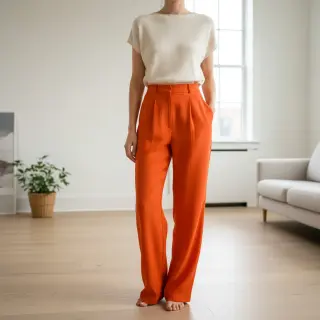 Cotton fabric with linen orange