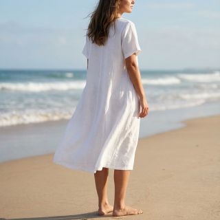 Cotton fabric with linen off white