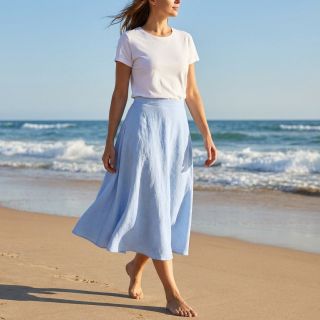 Cotton fabric with linen light blue