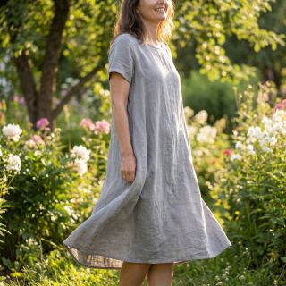 Cotton fabric with linen grey