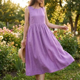 Cotton fabric with linen dark lilac