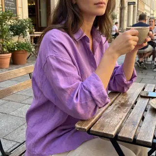 Cotton fabric with linen dark lilac