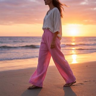 Cotton fabric with linen dark pink