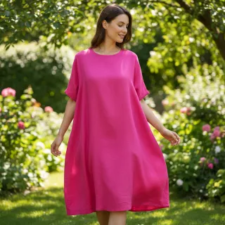 Cotton fabric with linen fuchsia