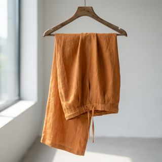 Cotton fabric with linen cognac