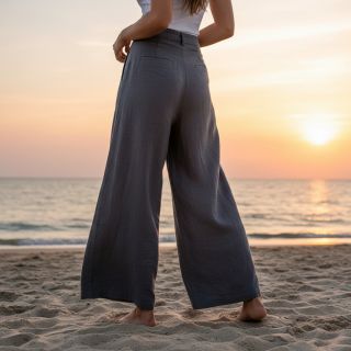 Cotton fabric with linen dark grey