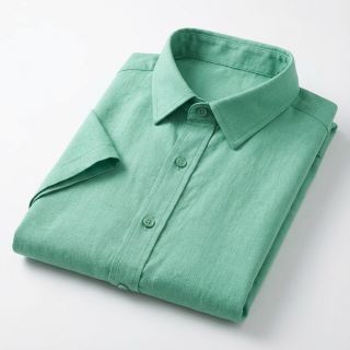 Cotton fabric with linen apple green