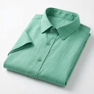 Cotton fabric with linen apple green
