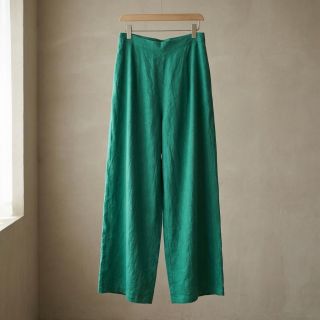 Cotton fabric with linen apple green