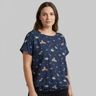 Cotton fabric Ponny navy digital print