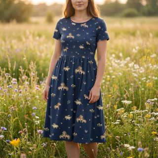 Cotton fabric Ponny navy digital print