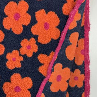 Coat fabric TEDDY JACQUARD Flowers navy