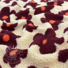 Coat fabric TEDDY JACQUARD Flowers beige