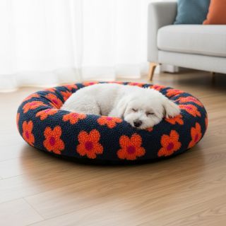 Coat fabric TEDDY JACQUARD Flowers navy