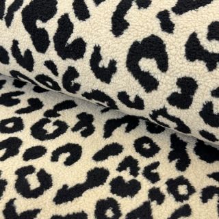 Coat fabric TEDDY JACQUARD Animal skin black