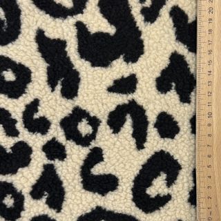 Coat fabric TEDDY JACQUARD Animal skin black