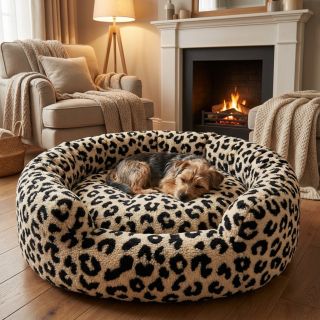 Coat fabric TEDDY JACQUARD Animal skin black