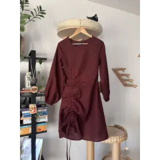 Linen enzyme washed bordeaux