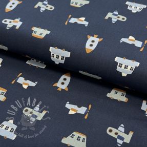 Cotton fabric Vehicles navy