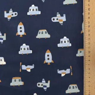 Cotton fabric Vehicles navy