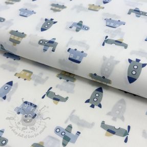 Cotton fabric Vehicles white