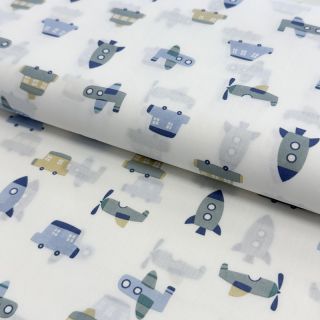 Cotton fabric Vehicles white