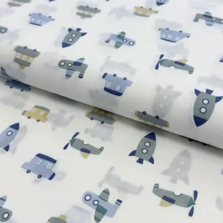 Cotton fabric Vehicles white