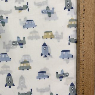 Cotton fabric Vehicles white
