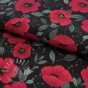Cotton fabric Poppy black digital print