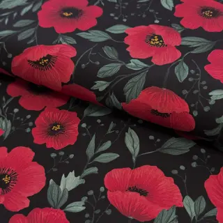Cotton fabric Poppy black digital print