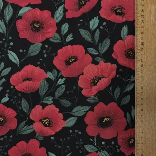Cotton fabric Poppy black digital print