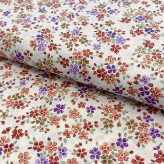 Cotton fabric Simie flowers offwhite digital print