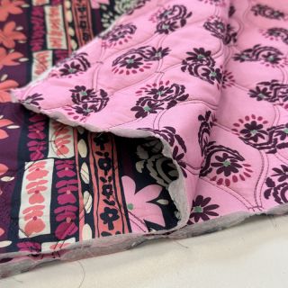 Cotton fabric VOILE STEPPED Daria flower aubergine digital print