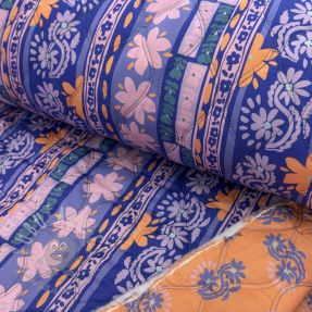 Cotton fabric VOILE STEPPED Daria flower purple digital print