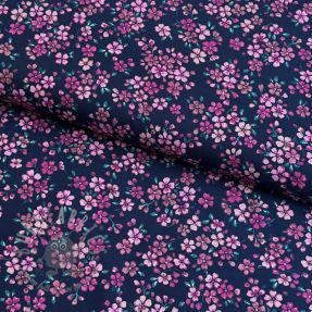 Cotton fabric Simie flowers navy digital print