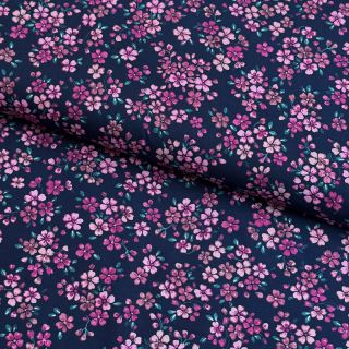 Cotton fabric Simie flowers navy digital print