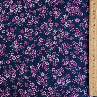 Cotton fabric Simie flowers navy digital print
